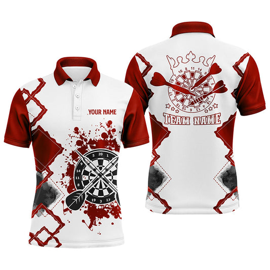 Rot-Weiß Personalisierter Herren Dart-Poloshirt – Individuelles Team-Darttrikot für Männer LDT0978