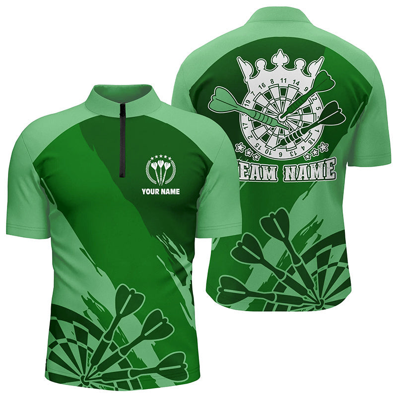 Personalisiertes Grünes Darts Quarter-Zip Shirt – Individuelles Cooles Darts Shirt für Männer Darts Trikot LDT0802