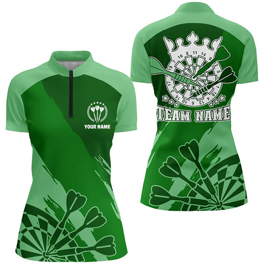 Individuelles Grün Darts Quarter-Zip Shirt – Individuelles Cooles Darts Shirt für Damen Dart Trikot LDT0802