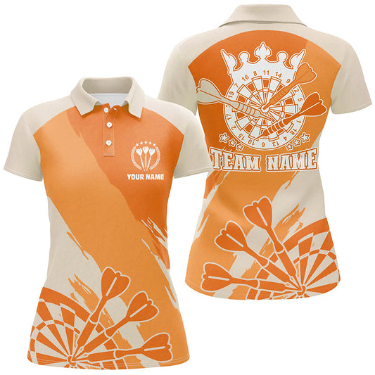 Individuelles Orangenes Damen Darts Poloshirt – Individuelles Cooles Darts Shirt für Frauen Darts Trikot LDT0803