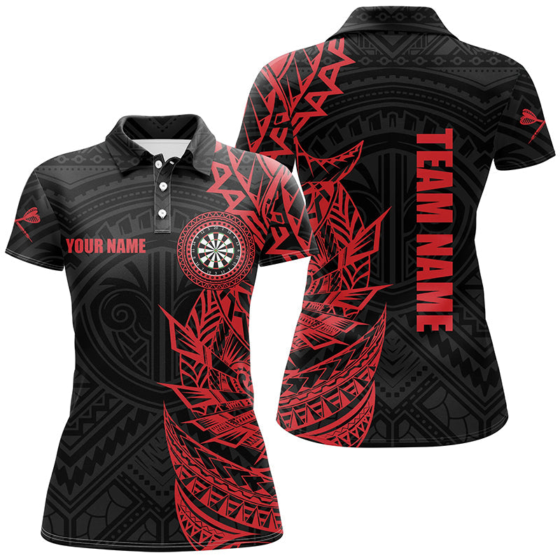 Individuelles Rotes Tribal Damen Darts Poloshirt – Individuelles Darts Shirt für Frauen Dart Trikots LDT0816