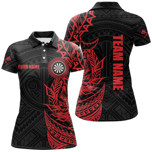 Individuelles Rotes Tribal Damen Darts Poloshirt – Individuelles Darts Shirt für Frauen Dart Trikots LDT0816