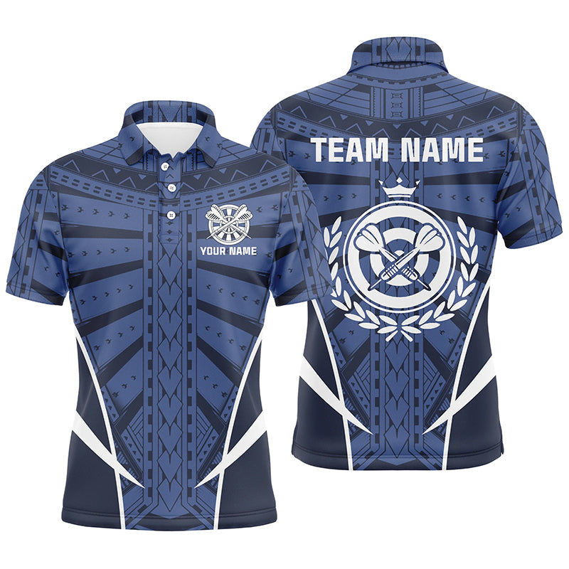 Blau Tribal Personalisiertes Darts Herren Poloshirt – Individuelles Dartshirt für Männer Cool Darttrikots LDT0818