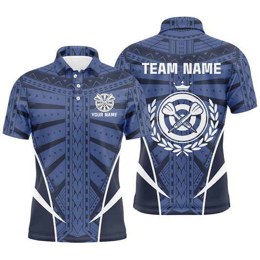 Blau Tribal Personalisiertes Darts Herren Poloshirt – Individuelles Dartshirt für Männer Cool Darttrikots LDT0818