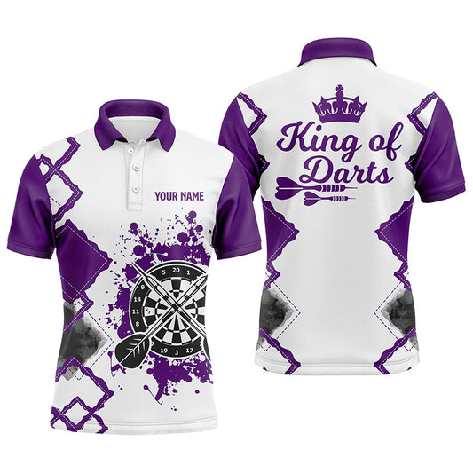 King Of Darts Lila-Weiß Herren Dart Poloshirt – Individuelles Darttrikot für Männer LDT1222