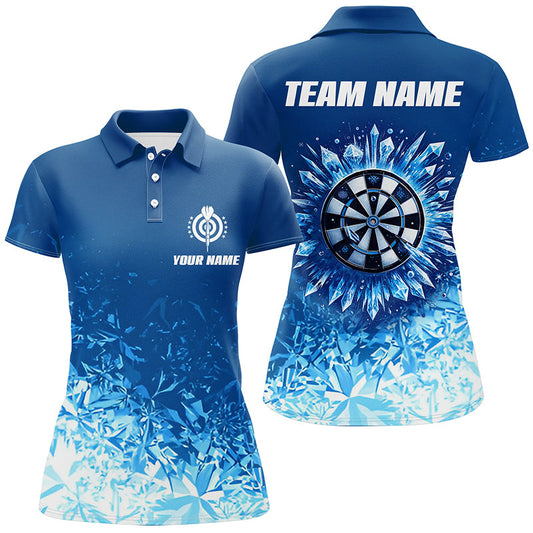 Personalisiertes Eisblau Darts Poloshirt – Individuelles cooles Dart Shirt für Frauen Dart Trikots LDT1442