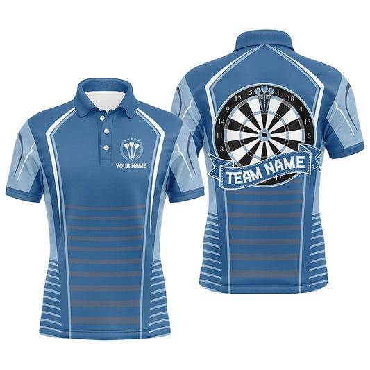 Personalisiertes Darts Blau Herren Poloshirt – Individuelles Dartshirt für Männer Darttrikots LDT0822