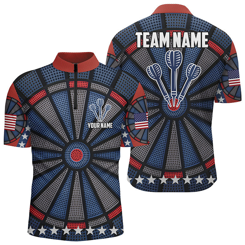 Individuelles Dart Board All-Over Print Darts Quarter-Zip Shirt – Individuelle Dart Trikots für Männer LDT1046