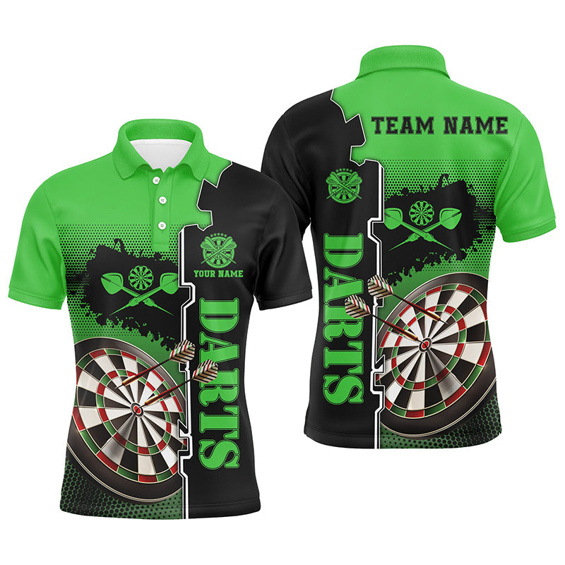 Personalisiertes Grün-Schwarz Herren Darts Poloshirt – Individuelles Dartshirt für Männer Darttrikot LDT1448