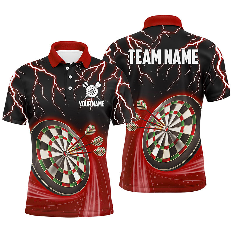 Rotes Donner-Blitz Herren Darts Poloshirt – Individuelles Dartshirt für Männer Darttrikots LDT1455