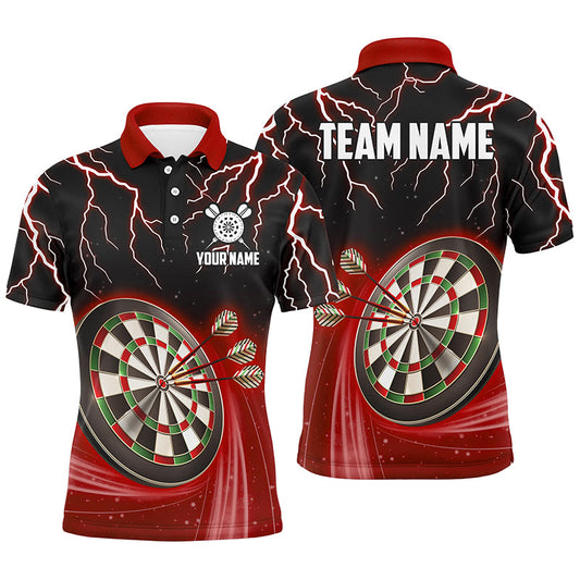 Rotes Donner-Blitz Herren Darts Poloshirt – Individuelles Dartshirt für Männer Darttrikots LDT1455