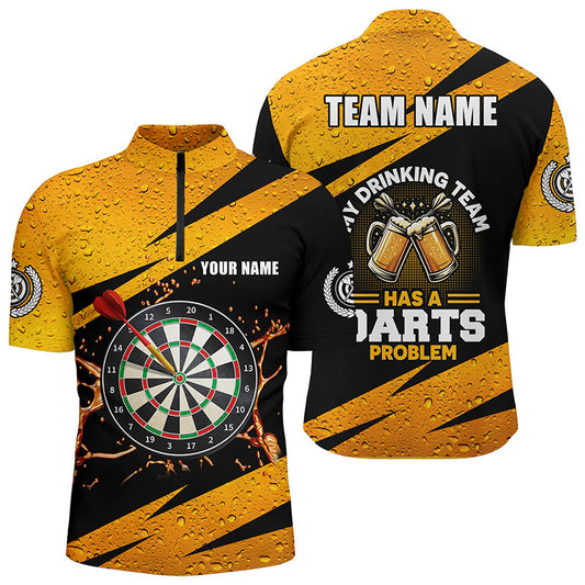 Mein Trinkteam hat ein Dart-Problem - Herren Dart Quarter-Zip Shirt, Individuelles Bier Trikot LDT1456