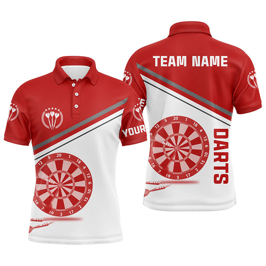 Rot-Weiß Herren Dart Poloshirt mit Name – Individuelle Dartshirts für Männer Darttrikots LDT1297