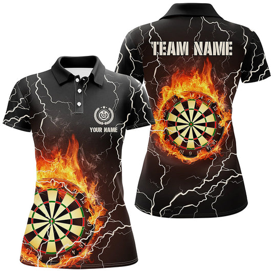 Flammen Darts Poloshirts – Personalisierte Blitz-Donner Darts Trikots für Damen LDT0304