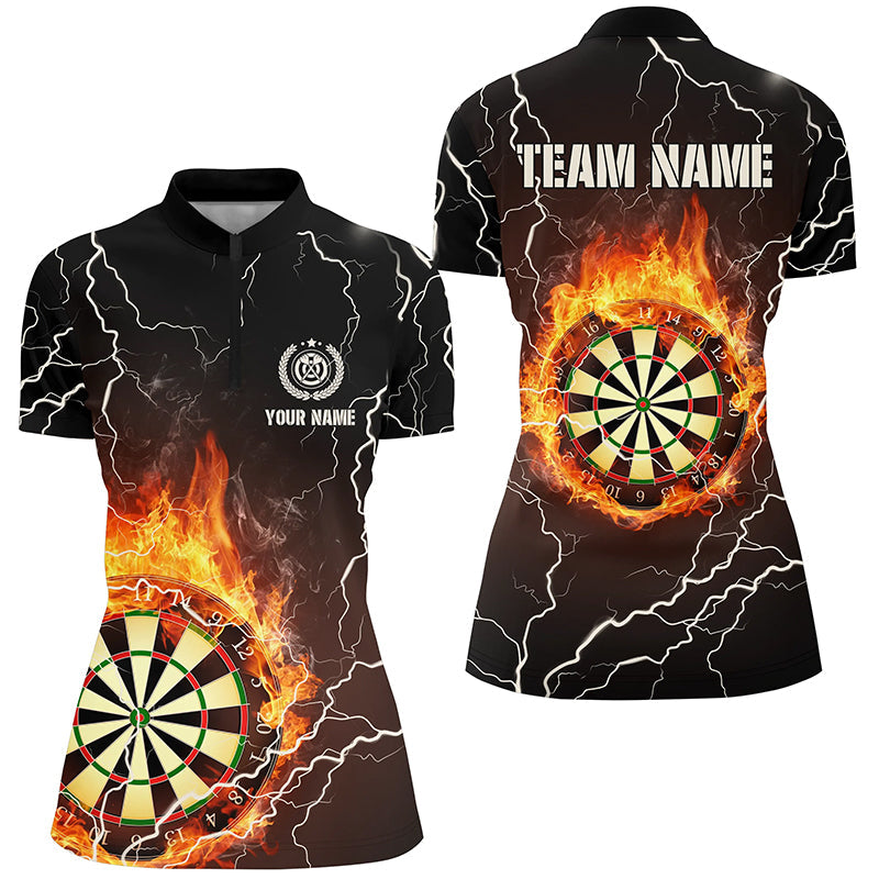 Flammen Darts Quarter-Zip Shirts – Personalisiertes Lightning Thunder Dart Trikot für Frauen LDT0304