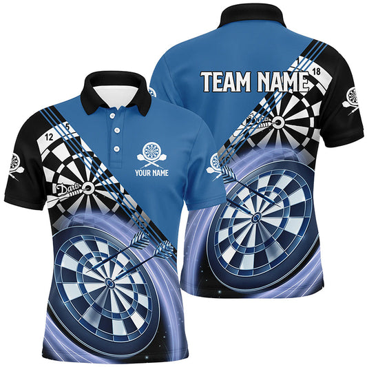 Blaues Herren Dart-Poloshirt mit Namen – Maßgeschneidertes Dartshirt für Männer Darttrikot LDT0307