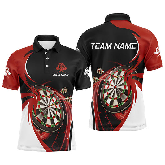 Individuelles rot-schwarzes Herren Dart-Poloshirt – Cooles Dartshirt für Männer Teamtrikot LDT0632