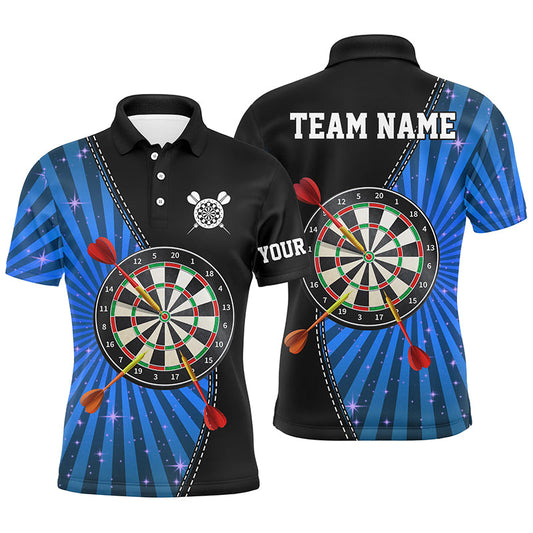 Schwarz-Blau Halo Herren Darts Poloshirt – Cooles individuelles Dartshirt für Männer Darttrikots LDT1462