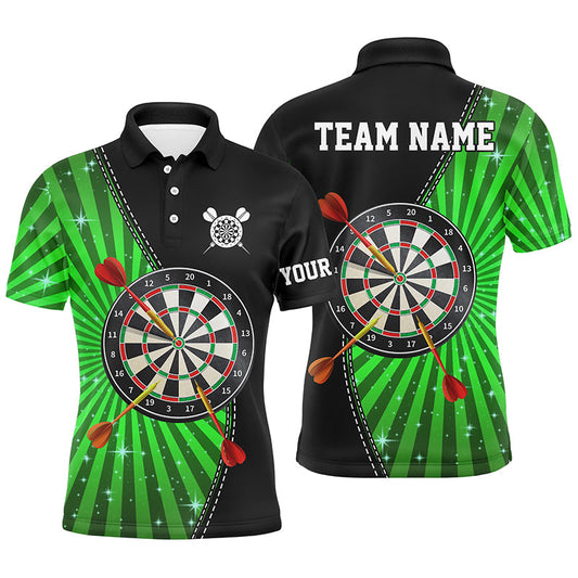 Schwarz-Grün Halo Herren Darts Poloshirt – Cooles individuelles Dartshirt für Männer Darttrikots LDT1463