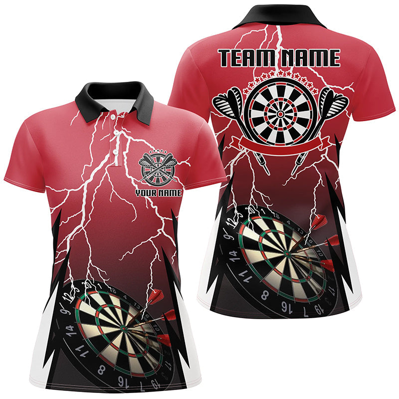 Personalisiertes Rotes Lightning Darts Poloshirt – Individuelles Donner Darts Trikot für Damen LDT0334