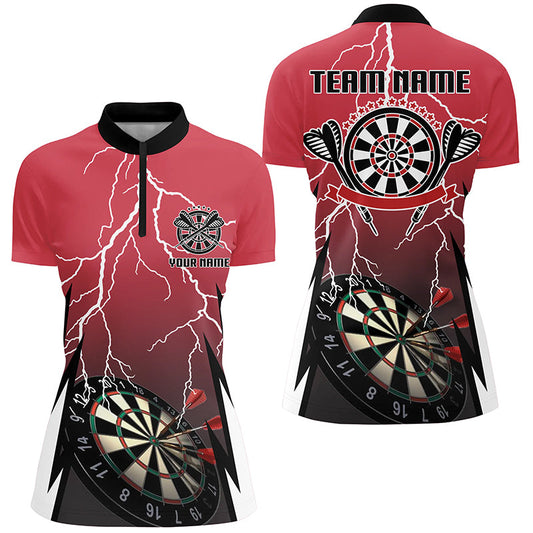 Individuelles Rotes Lightning Darts Quarter-Zip Shirt – Individuelles Thunder Darts Trikot für Frauen LDT0334