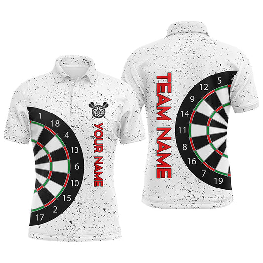 Individuelles Herren Poloshirt mit weißem Grunge-Dartboard – Cooles Dart-Teamtrikot für Männer LDT0338