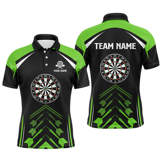 Personalisiertes Grün-Schwarz Herren Darts Poloshirt – Individuelles Dartshirt für Männer Darttrikots LDT1465