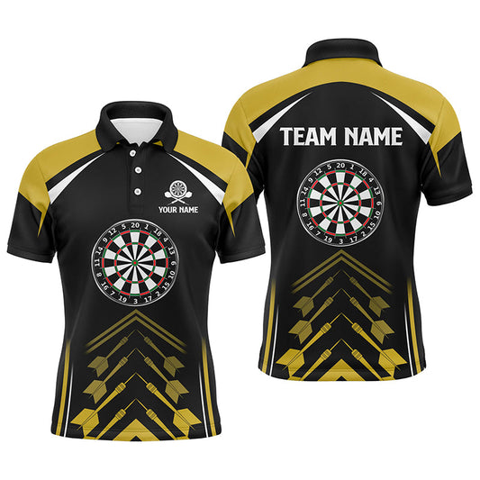 Personalisiertes Gelb-Schwarz Herren Darts Poloshirt – Individuelles Dartshirt für Männer Darttrikots LDT1466