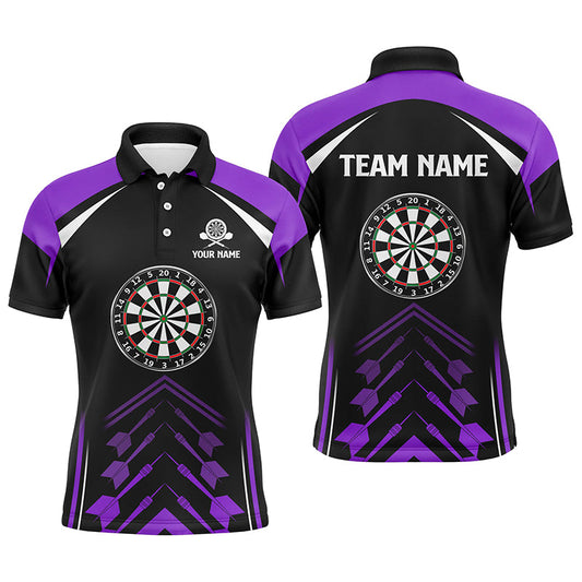 Personalisiertes Lila-Schwarz Herren Darts Poloshirt – Individuelles Dartshirt für Männer Darttrikots LDT1467