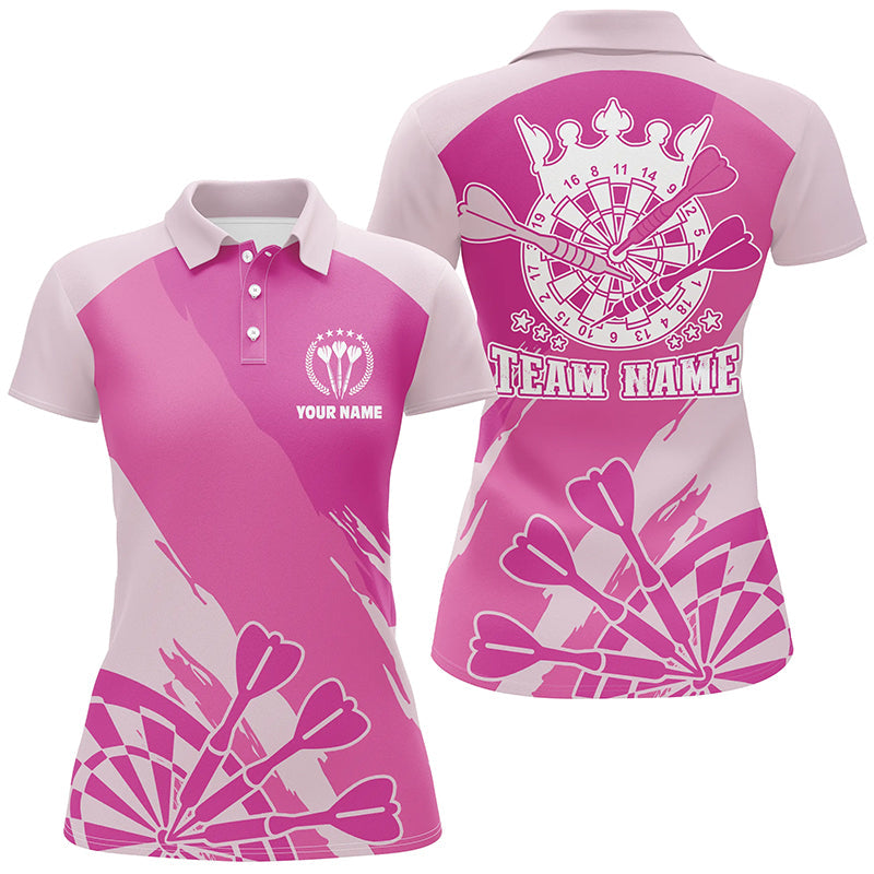 Personalisiertes Pinkes Darts Poloshirt – Individuelles Pinkes Cooles Dart Shirt für Damen Darts Trikot LDT0349