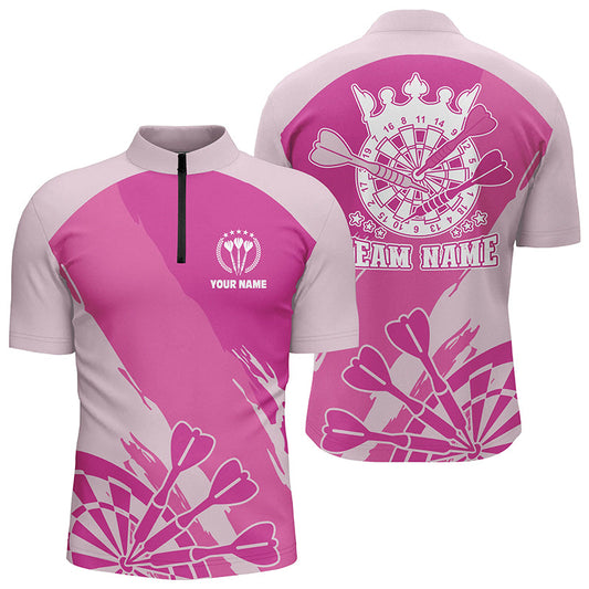 Individuelles Pinkes Darts Quarter-Zip Shirt – Individuelles Pinkes Cooles Dart Shirt für Männer Dart Trikot LDT0349