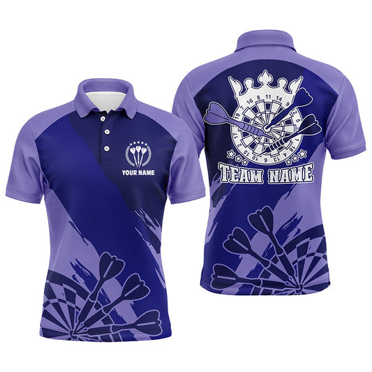 Individuelles marineblau-lila Herren Dart-Poloshirt – Cooles Dartshirt für Männer Darttrikot LDT0350