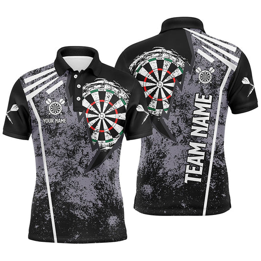 Personalisierter Grunge Herren Dart-Poloshirt – Individuelles Retro-Dartshirt für Männer Darttrikot LDT0668