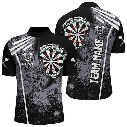 Individuelles Grunge Darts Quarter Zip Shirt – Individuelles Retro Darts Shirt für Männer Dart Trikot LDT0668