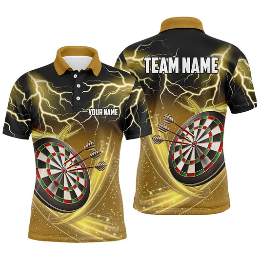 Personalisierter Donner-Blitz gelb Herren Dart-Poloshirt – Individuelles Darttrikot für Männer LDT0687