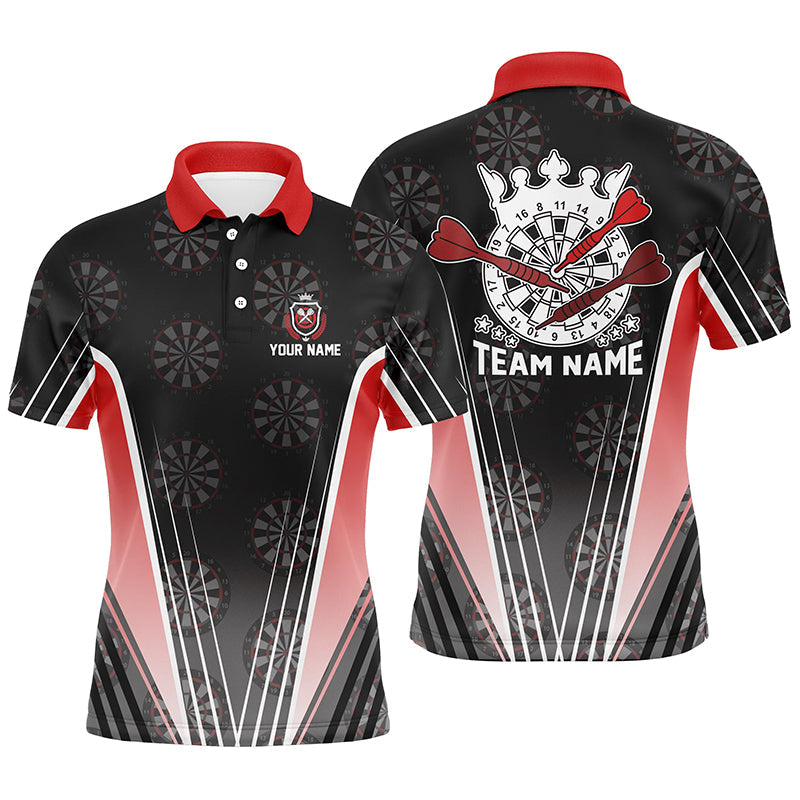 Personalisierter schwarz-roter Herren Dart-Poloshirt – Individuelles Dart-Teamshirt für Männer Darttrikot LDT0706