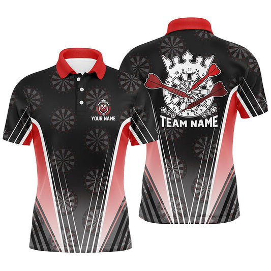 Personalisierter schwarz-roter Herren Dart-Poloshirt – Individuelles Dart-Teamshirt für Männer Darttrikot LDT0706