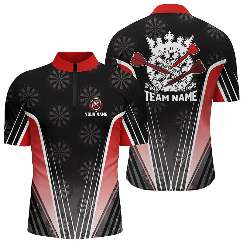Individuelles Schwarz Rot Darts Quarter-Zip Shirt – Individuelles Dart Team Shirt für Männer Darts Trikot LDT0706