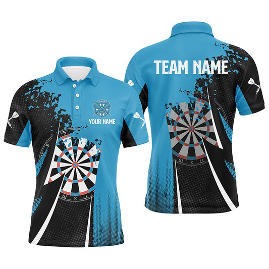 Schwarz-blaues Herren Dart-Poloshirt – Individuelles cooles Dartshirt für Männer Darttrikot LDT0408