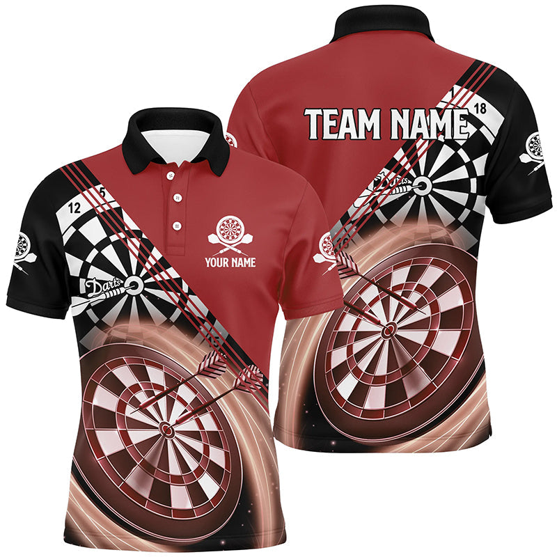 Rotes Herren Darts Poloshirt mit Name – Individuelle Cool Dartshirts für Männer Darttrikots LDT0938