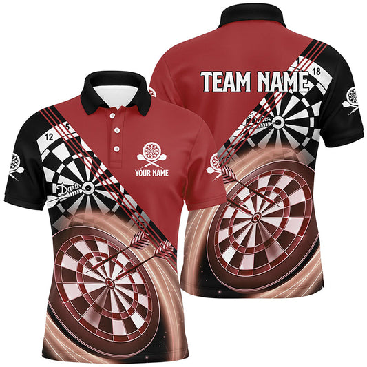 Rotes Herren Darts Poloshirt mit Name – Individuelle Cool Dartshirts für Männer Darttrikots LDT0938