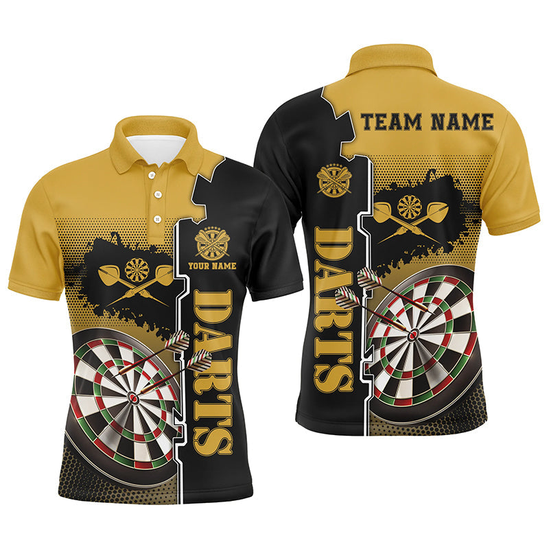Individuelles gelb-schwarzes Herren Dart-Poloshirt – Dart-Teamshirt für Männer Darttrikot LDT0417