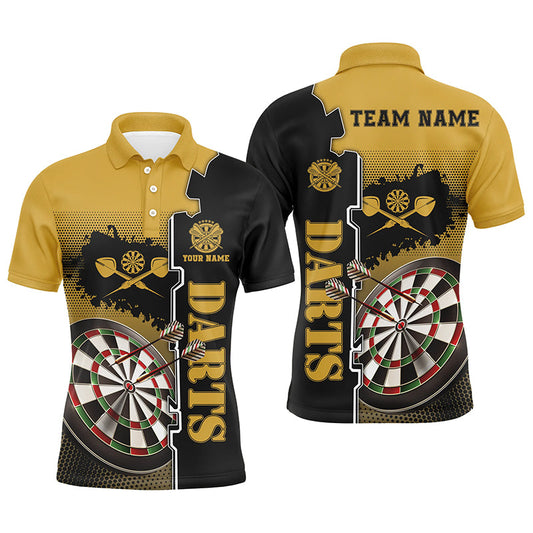 Individuelles gelb-schwarzes Herren Dart-Poloshirt – Dart-Teamshirt für Männer Darttrikot LDT0417