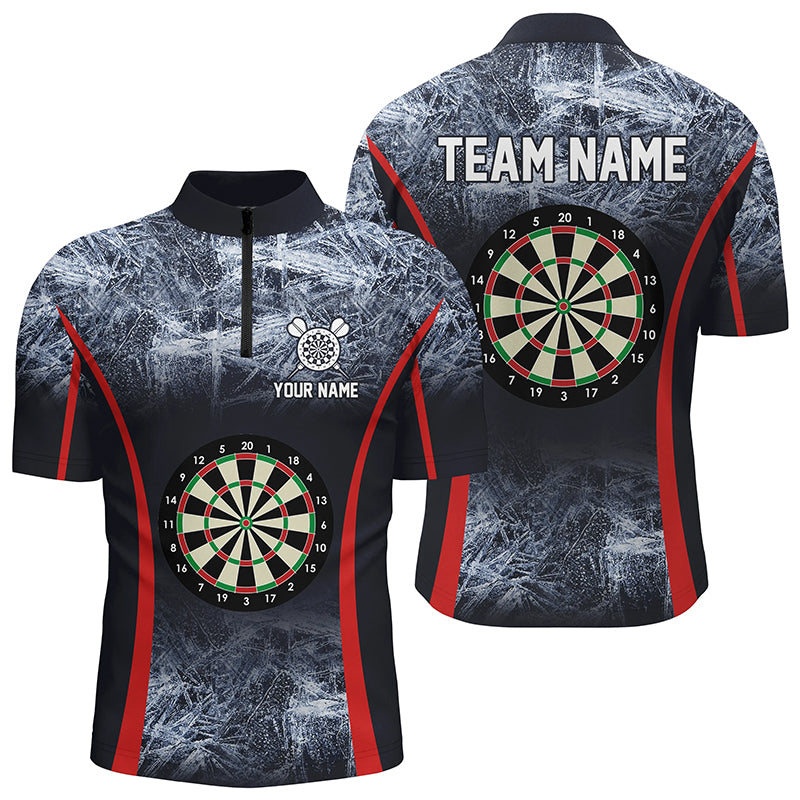 Eisblau Navy Männer Darts Quarter-Zip Shirt – Individuelles Darts Shirt für Männer Dart Team Trikot LDT1358