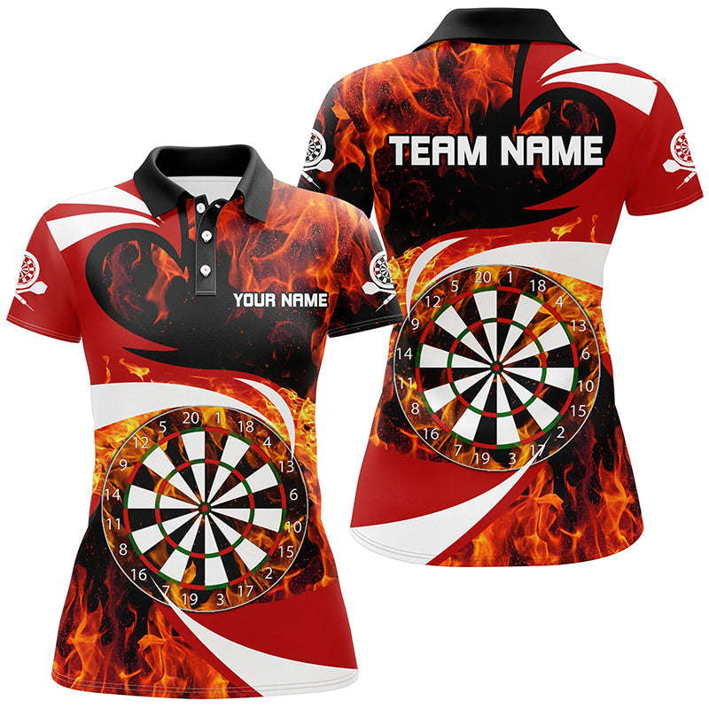Feuerflamme Dartscheibe – Rotes Damen Dart Poloshirt – Individuelles Trikot LDT1365
