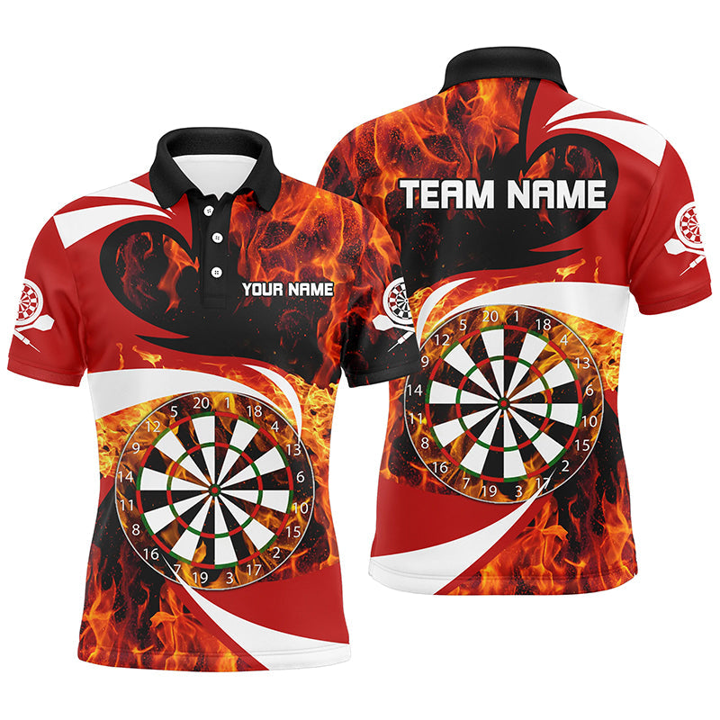 Feuer Flame Dartboard Herren Rotes Dart Polo Shirt – Individuelles Dart Shirt für Herren, Dart Trikots LDT1365