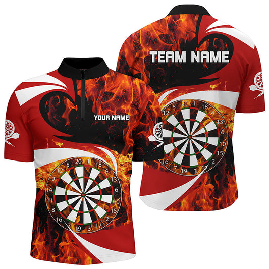 Feuer Flame Dartboard Herren Dart Quarter-Zip Shirt, Individuelles Herren Dart Shirt, Dart Trikots LDT1365