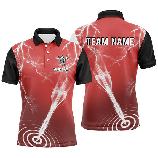 Donner-Blitz rot-schwarz Personalisierter Dart Poloshirt – Individuelles Darttrikot für Männer LDT0735