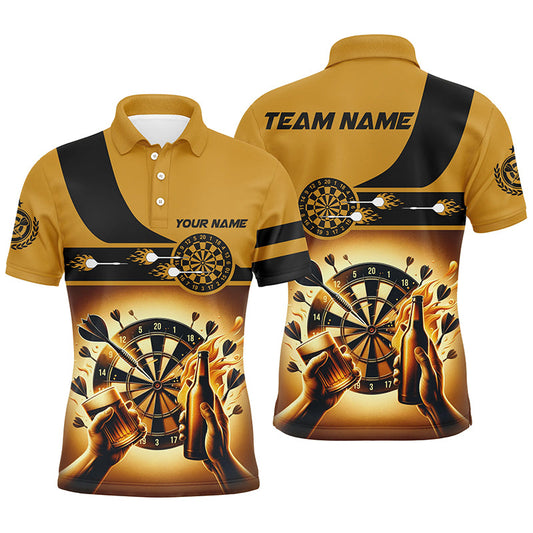 Gelbes Bier Herren Darts Poloshirt – Individuelles Dartshirt für Männer Biertrinkende Darttrikots LDT1380