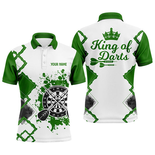 King Of Darts Grün-Weiß Herren Dart-Poloshirt – Individuelles cooles Darttrikot für Männer LDT0968